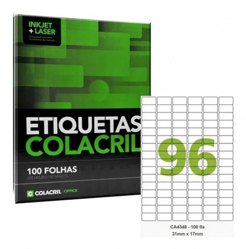 ETIQUETA LASER CA4348 100 FOLHAS COLACRIL - REF. CA4348 - 1 UNIDADE