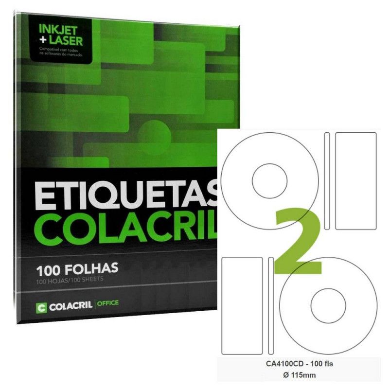 ETIQUETA LASER CA4100CD 100 FOLHAS COLACRIL - REF. CA4100CD - 1 UNIDADE