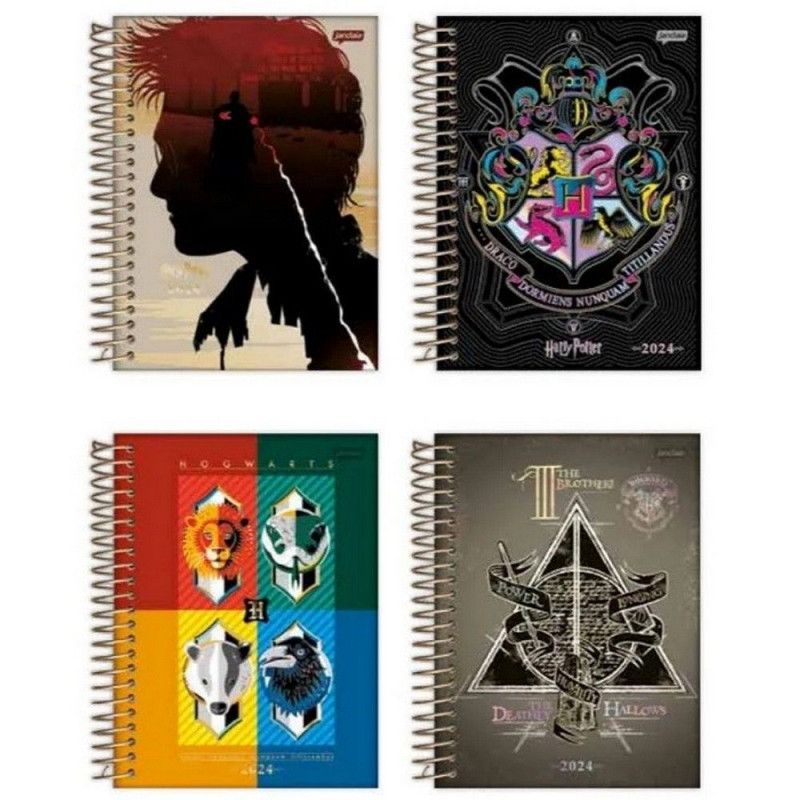 AGENDA DIARIA ESPIRAL HARRY POTTER 2024 JANDAIA - REF. 64687-24 - PACOTE  COM 4 UNIDADES SORTIDAS - Agendas